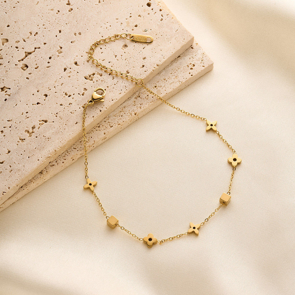 [Urban Light | Minimalist Lucky Charm Bracelet] CityCape© 316L Titanium Steel | 18K Gold | Hypoallergenic Daily Design
