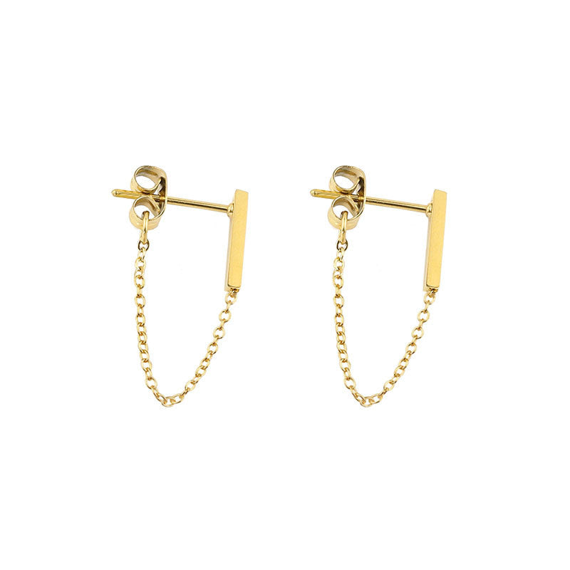 【Urban Edge｜Linked Double Stud Earrings】CityCape© 316L Titanium Steel｜18K Gold｜Hypoallergenic Design