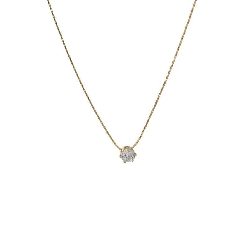 Urban Spark 316L Titanium Steel Solitaire Necklace｜6-Prong Three-Dimensional Setting Design
