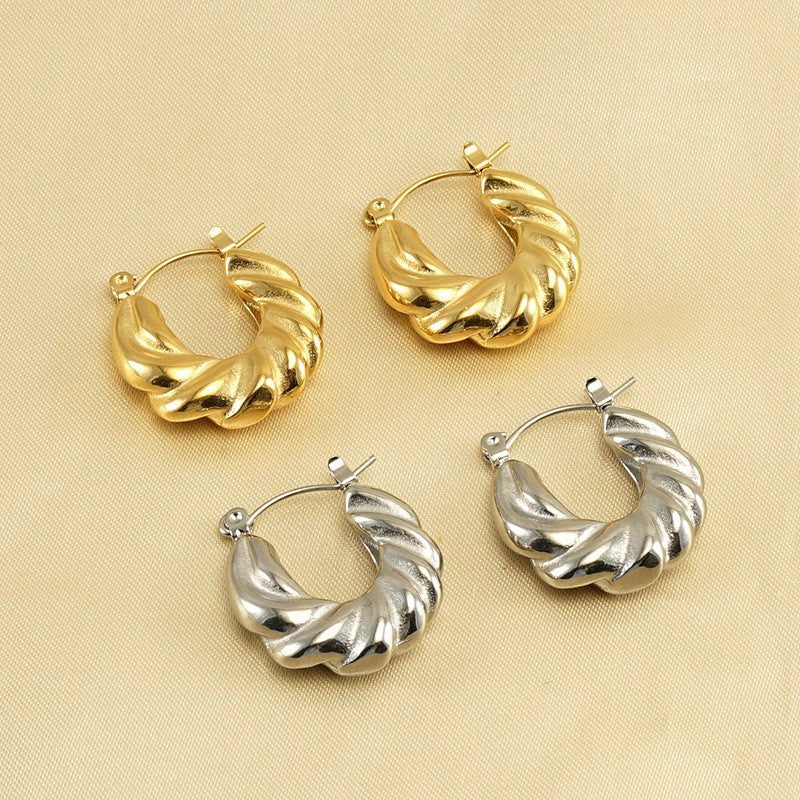 【Scottish Classic】Urban Spiral 316L Titanium Steel Twisted Hoop Earrings