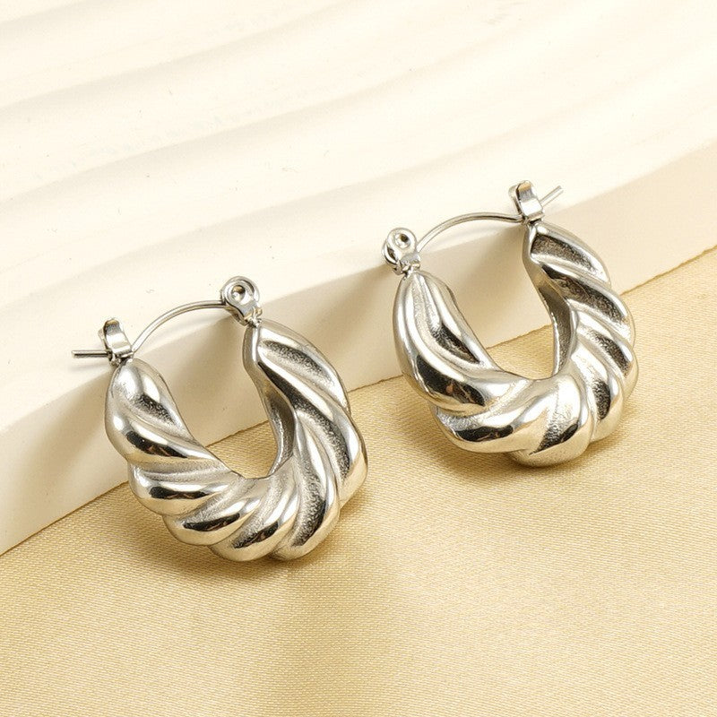 【Scottish Classic】Urban Spiral 316L Titanium Steel Twisted Hoop Earrings