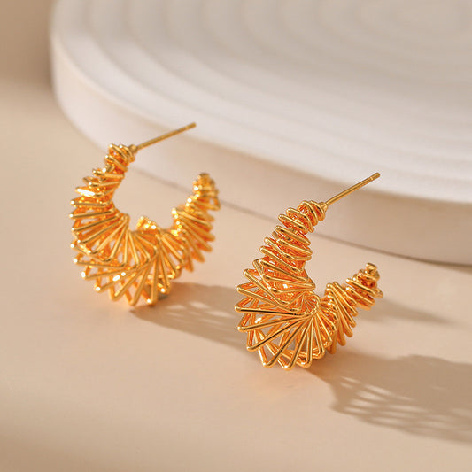 【Independent Design】Urban Spiral 316L Titanium Steel 3D Spiral Earrings｜18K Gold Plated Structure Design