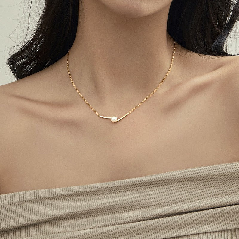 【Urban Balance Pearl｜Arc Pearl Necklace】 CityCape© 316L Titanium Steel｜18K Gold｜Hypoallergenic Design