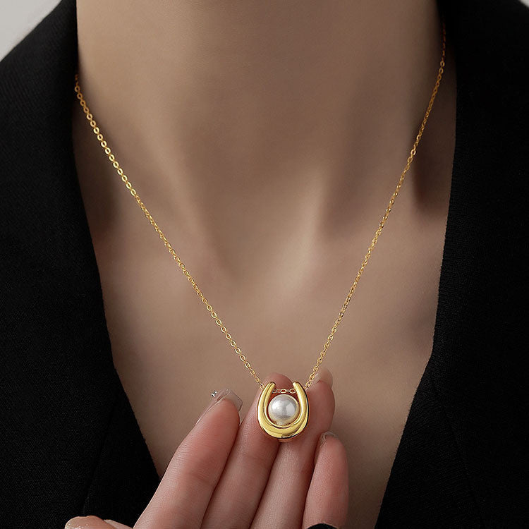 【Urban Luna｜月映珍珠項鍊】  CityCape© 316L 鈦鋼｜18K金｜Urban Pearl 系列