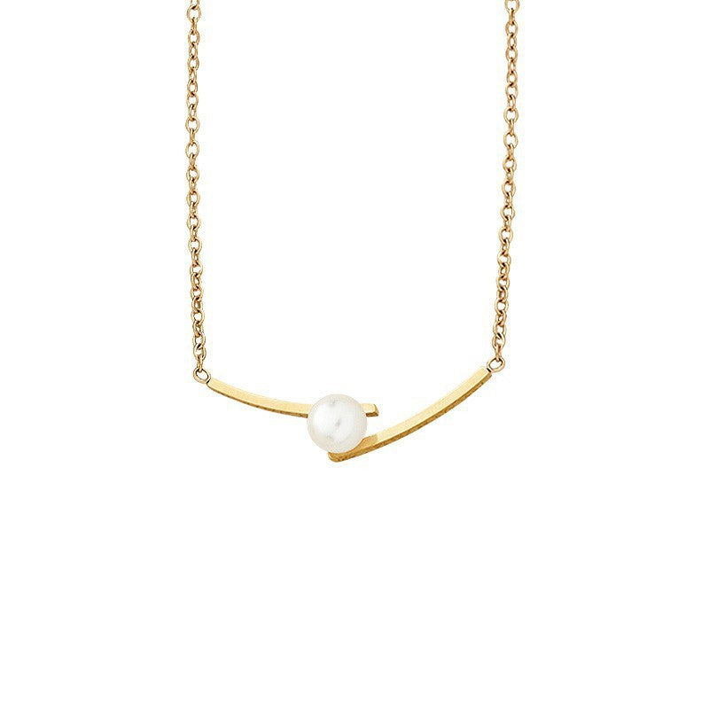 【Urban Balance Pearl｜Arc Pearl Necklace】 CityCape© 316L Titanium Steel｜18K Gold｜Hypoallergenic Design