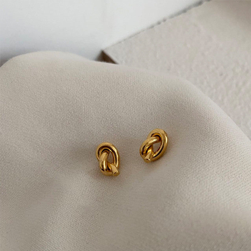 【Urban Knot Mini｜Structured Knot Stud Earrings】CityCape© 316L Titanium Steel｜18K Gold｜Hypoallergenic Design