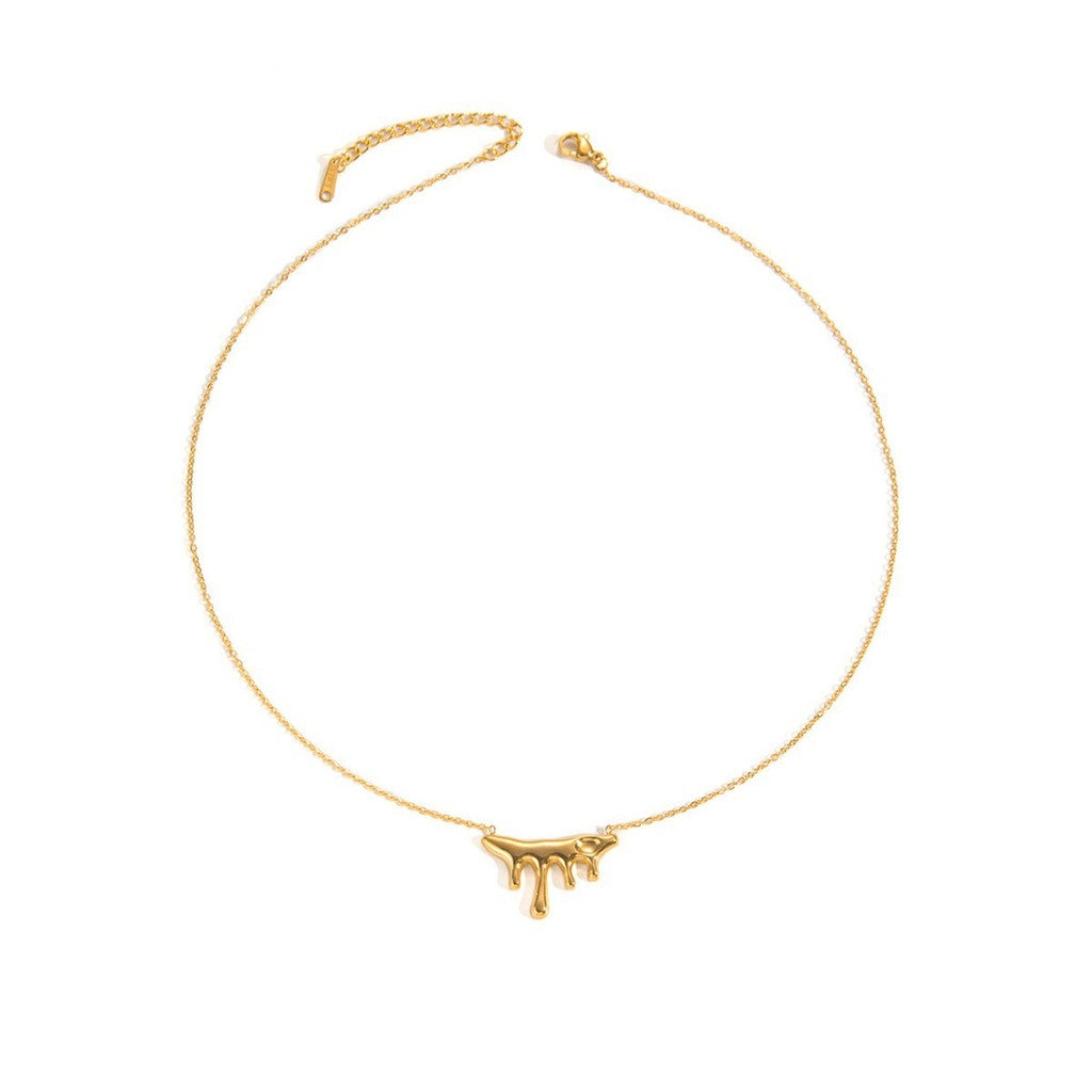【Watercolor Style】Urban Atelier｜316L Titanium Steel Abstract Streamline Necklace｜18K Gold Plated Minimalist Design