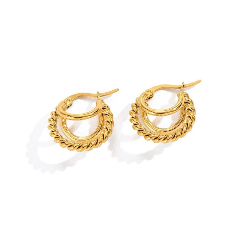 [Bohemian Impressions] Urban Layers 316L Titanium Steel Triple Layer Earrings
