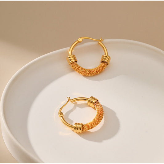 [Athena Roman] Urban Mesh｜Woven Hoop Earrings