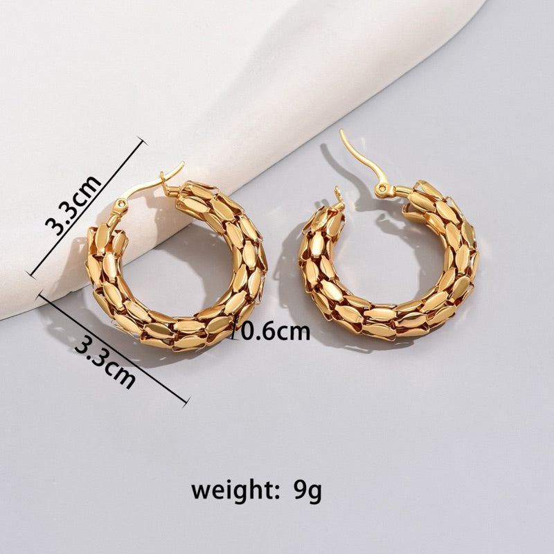 【Ukiyo-e】Urban Scale 316L Titanium Steel 3D Patchwork Hoop Earrings