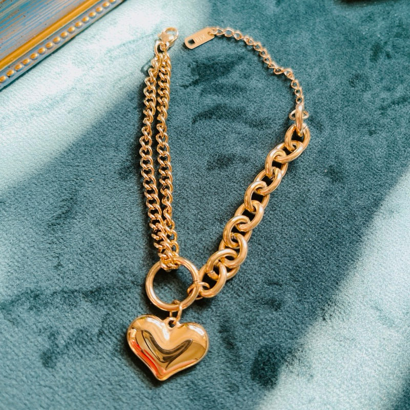 【Golden Pulse｜鎏金心語手鍊】  CityCape© 316L 鈦鋼｜18K金｜Urban Heart 系列