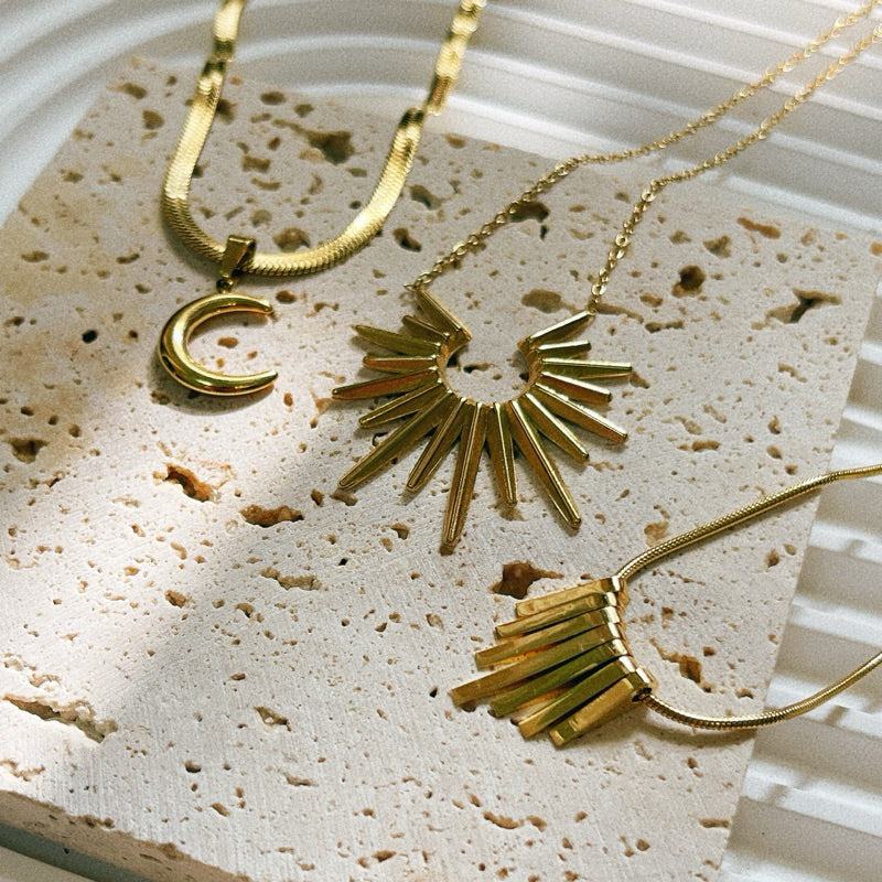 【New York Diva】Urban Bars 316L Titanium Steel Vertical Metal Necklace