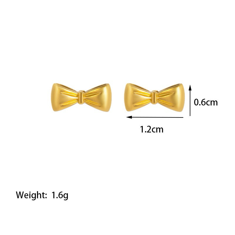 [Urban Charm | Bow Stud Earrings] CityCape© 316L Titanium Steel | 18K Gold | Hypoallergenic Design