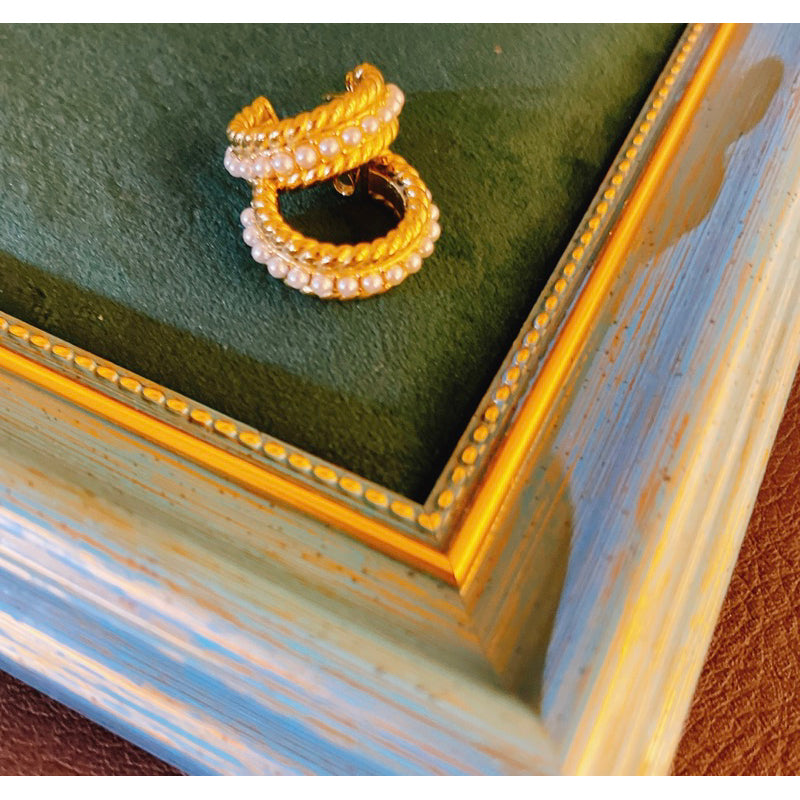 【Paris Avenue】Urban Pearl 316L Titanium Steel Pearl Hoop Earrings