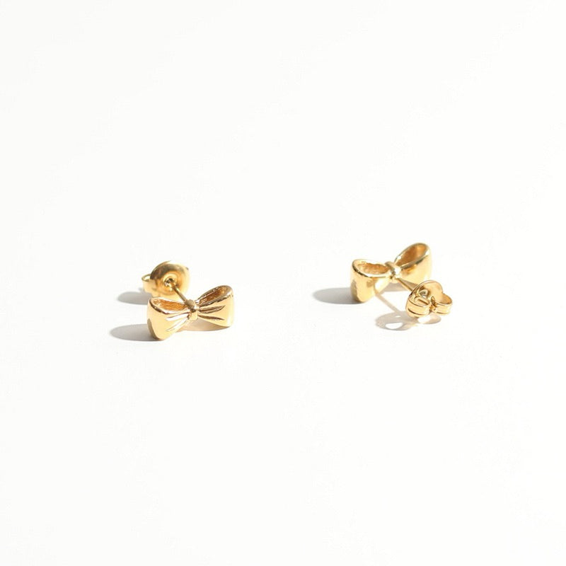 [Urban Charm | Bow Stud Earrings] CityCape© 316L Titanium Steel | 18K Gold | Hypoallergenic Design