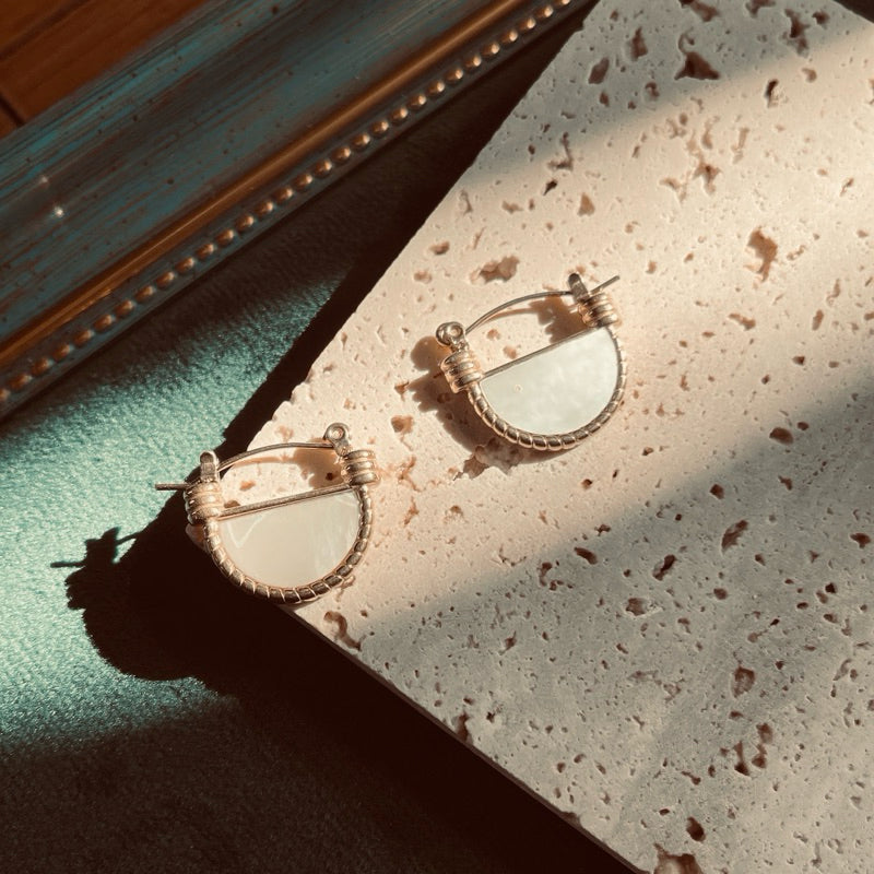 【Urban Frame｜半圓結構耳圈】  CityCape© 316L 鈦鋼｜18K金抗敏｜幾何拼接耳環