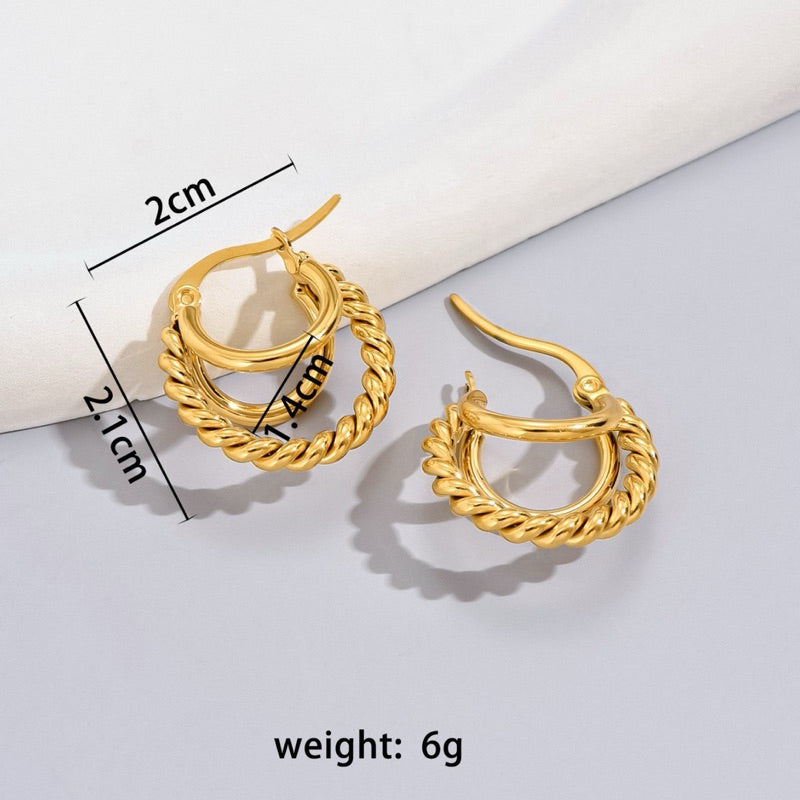 [Bohemian Impressions] Urban Layers 316L Titanium Steel Triple Layer Earrings