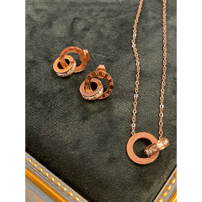 【Tokyo Omotesando】Urban Time 316L Titanium Steel Dual Ring Engraved Earrings