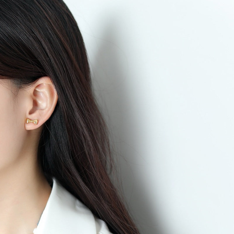 [Urban Charm | Bow Stud Earrings] CityCape© 316L Titanium Steel | 18K Gold | Hypoallergenic Design