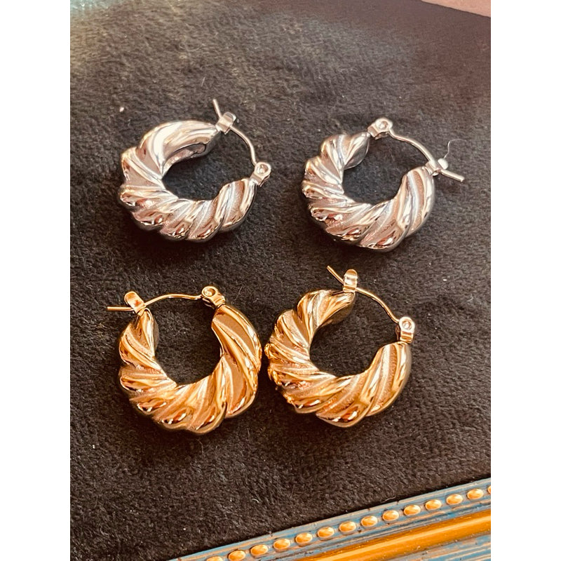 【Scottish Classic】Urban Spiral 316L Titanium Steel Twisted Hoop Earrings