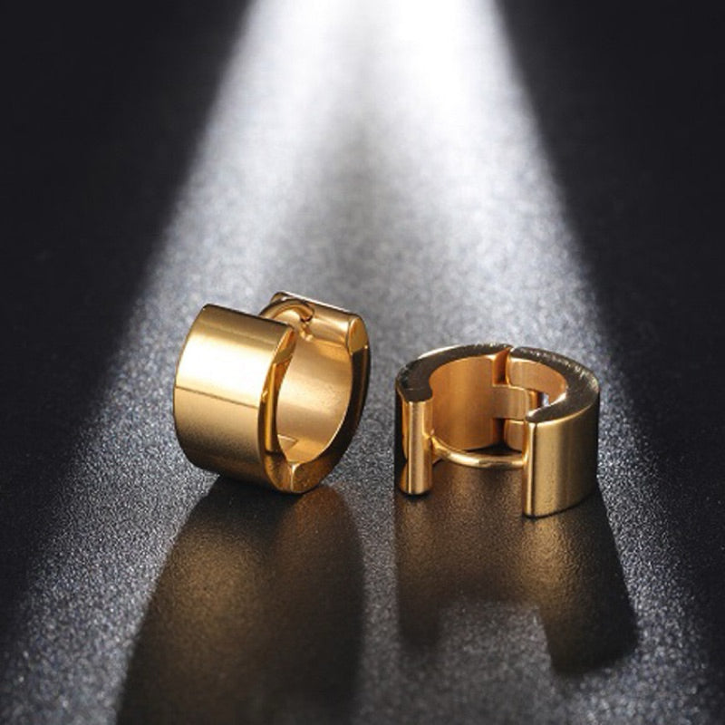 【Heavy Metal Rock】Urban Core 316L Titanium Steel Wide Hoop Earrings｜Minimalist Metal Structure