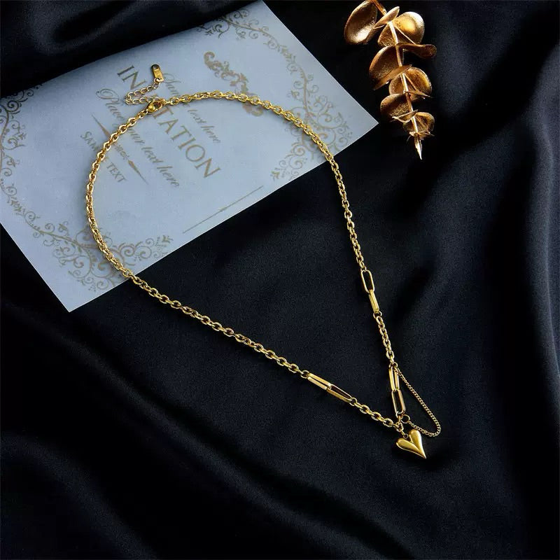 [Urban Link Heart | Link Heart Necklace / Bracelet] CityCape© 316L Titanium Steel | 18K Gold | Hypoallergenic Design