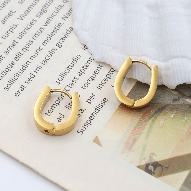 【Urban Edge｜Minimalist Angular Hoop Earrings】CityCape© 316L Titanium Steel｜18K Gold / Original Steel Color｜Urban Minimalist Collection