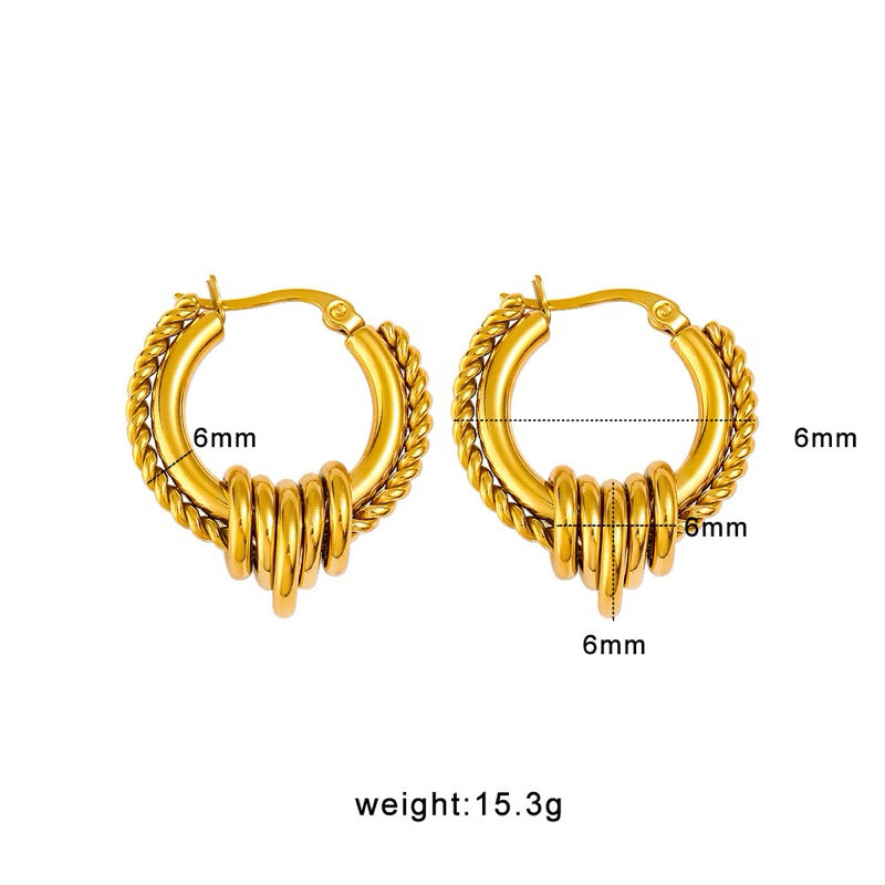 【Urban Elegance】Urban Twist 316L Titanium Steel Twisted Hoop Earrings | 18K Gold Plated Structure Ear Cuff