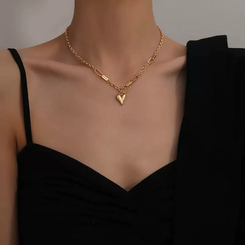 [Urban Link Heart | Link Heart Necklace / Bracelet] CityCape© 316L Titanium Steel | 18K Gold | Hypoallergenic Design