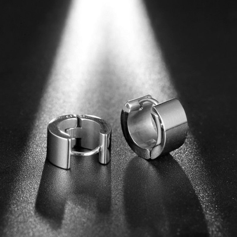 【Heavy Metal Rock】Urban Core 316L Titanium Steel Wide Hoop Earrings｜Minimalist Metal Structure
