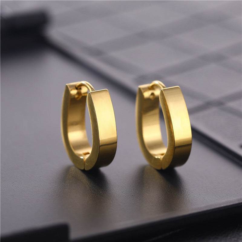 【Urban Edge｜Minimalist Angular Hoop Earrings】CityCape© 316L Titanium Steel｜18K Gold / Original Steel Color｜Urban Minimalist Collection