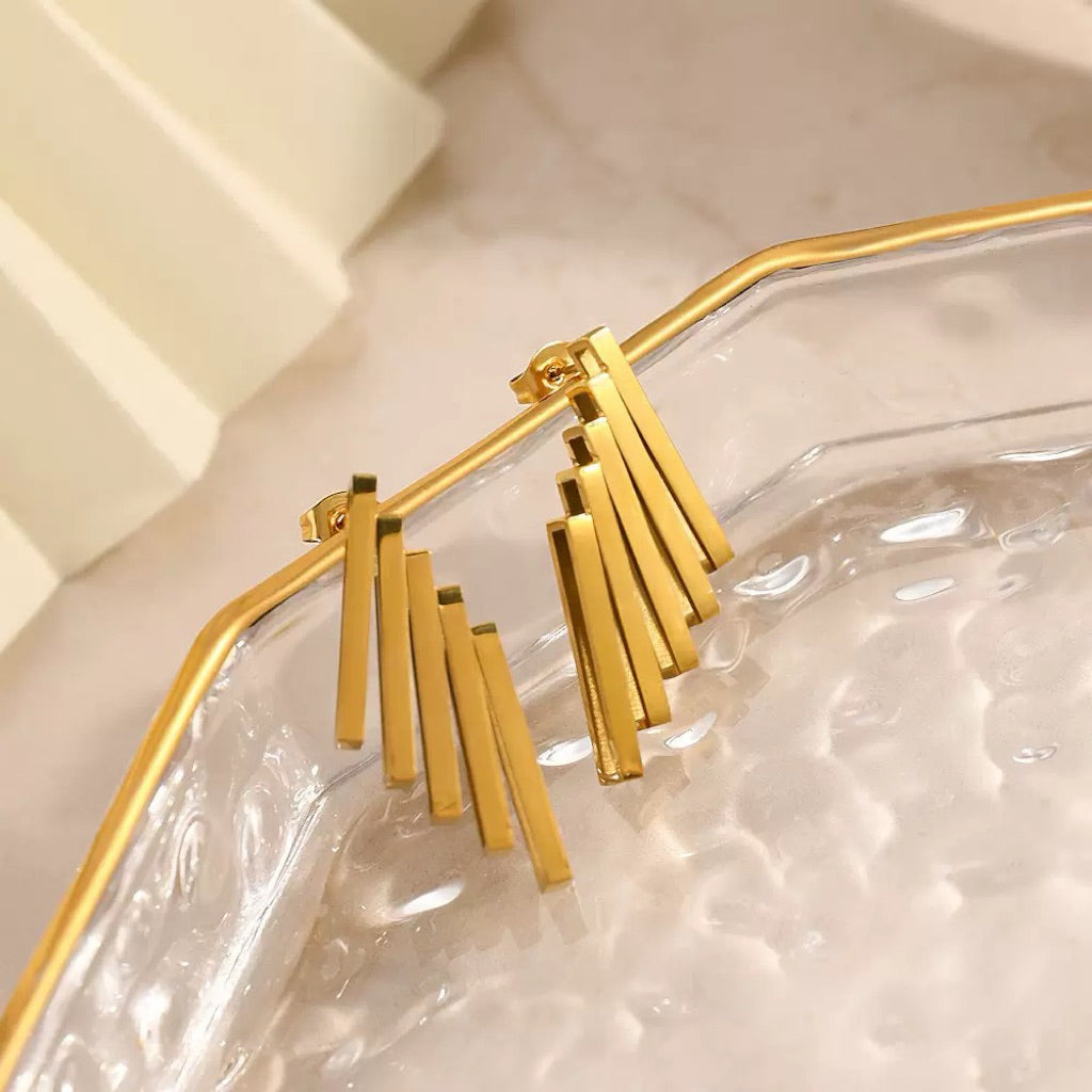 【Urban Lines｜City Boundary Earrings】 CityCape© 316L Titanium Steel｜18K Gold｜Minimalist Architecture Series