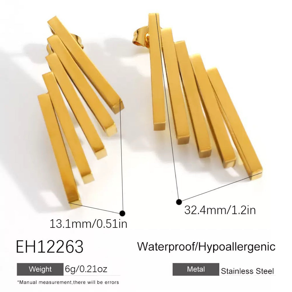 【Urban Lines｜City Boundary Earrings】 CityCape© 316L Titanium Steel｜18K Gold｜Minimalist Architecture Series
