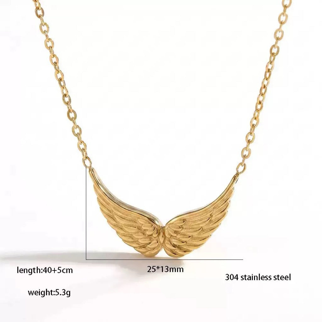 【自由之翼】Urban Wings｜羽翼鎖骨項鍊  CityCape© 316L 鈦鋼｜立體雙翼 × 極簡鎖骨鍊