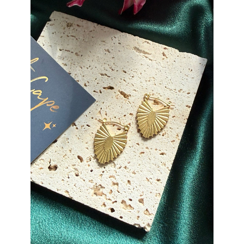 Urban Radiance 316L Titanium Steel Sunburst Fan-Shaped Earrings