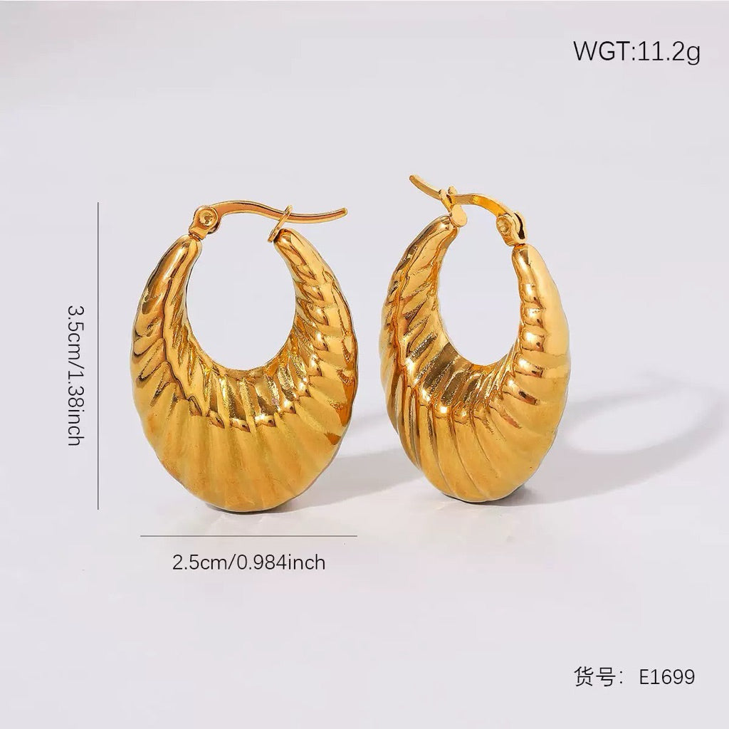 Urban Relief 316L Titanium Steel Sunburst Arc Hoop Earrings